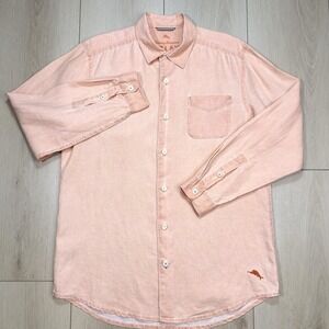 Tommy Bahama Relax Linen Button Shirt Men's S/P Peach Long Sleeve‎ Casual Beach